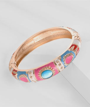 Bohemian Emaille Armband Dames - Kleurrijke Cloisonné Bangle met Indiaas Design