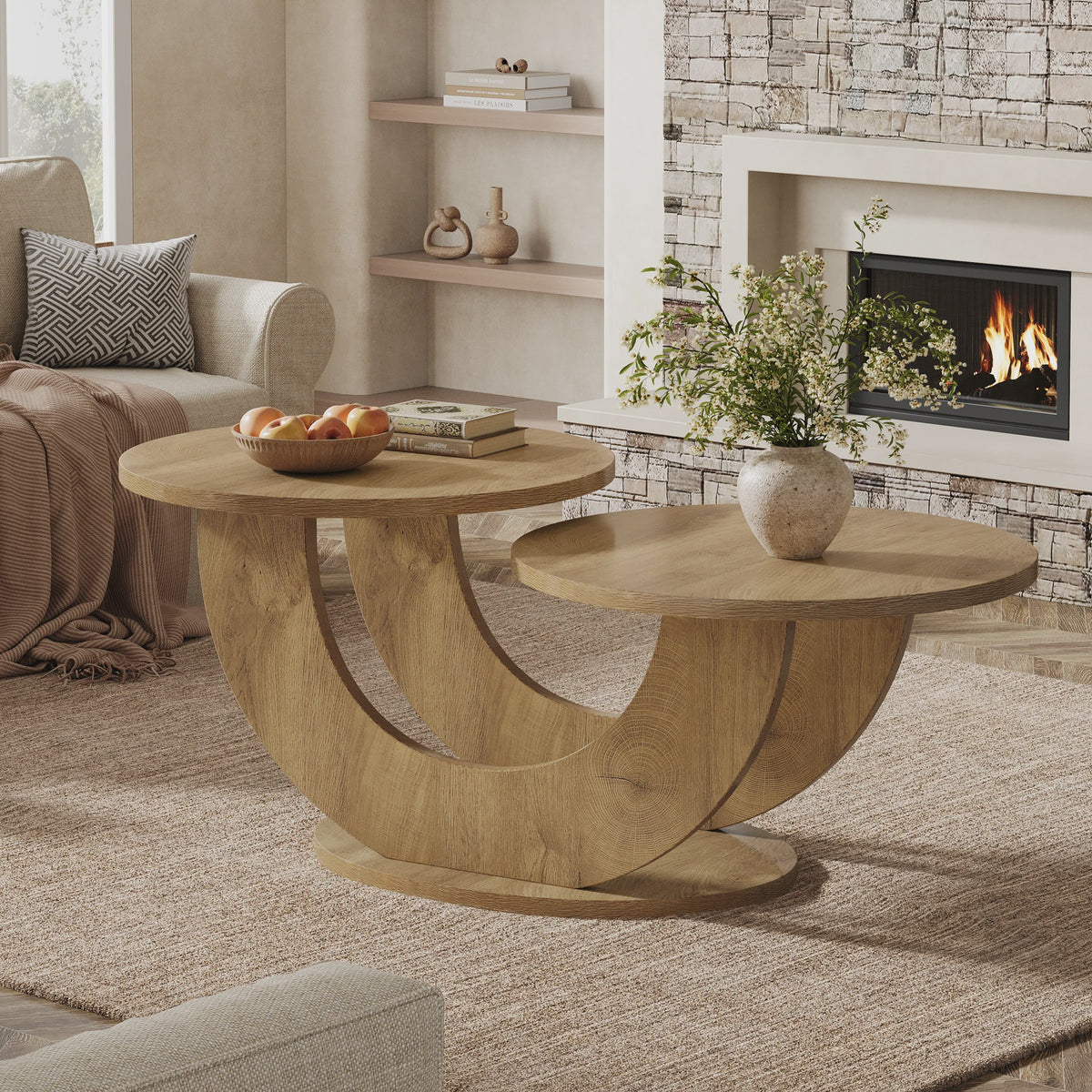 Moderne Ronde Salontafel met Uniek U-vormig Frame - 46 inch