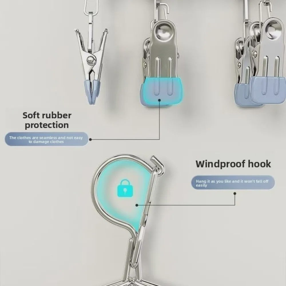 Droogrek met 20 Clips - RVS Sokkenhanger voor Ondergoed & Kleine Was