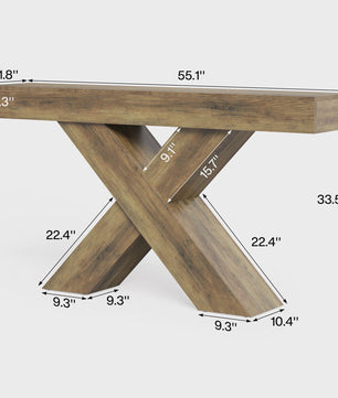 Tribesigns Console Tafel 140 cm Landelijke Stijl Achterbank Tafel met X-vormig Onderstel