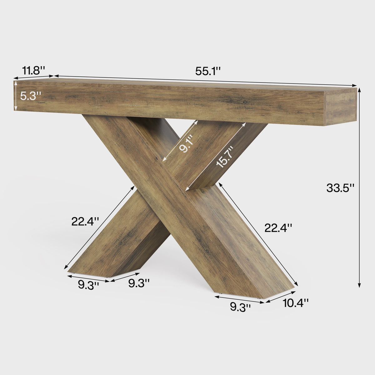 Tribesigns Console Tafel 140 cm Landelijke Stijl Achterbank Tafel met X-vormig Onderstel
