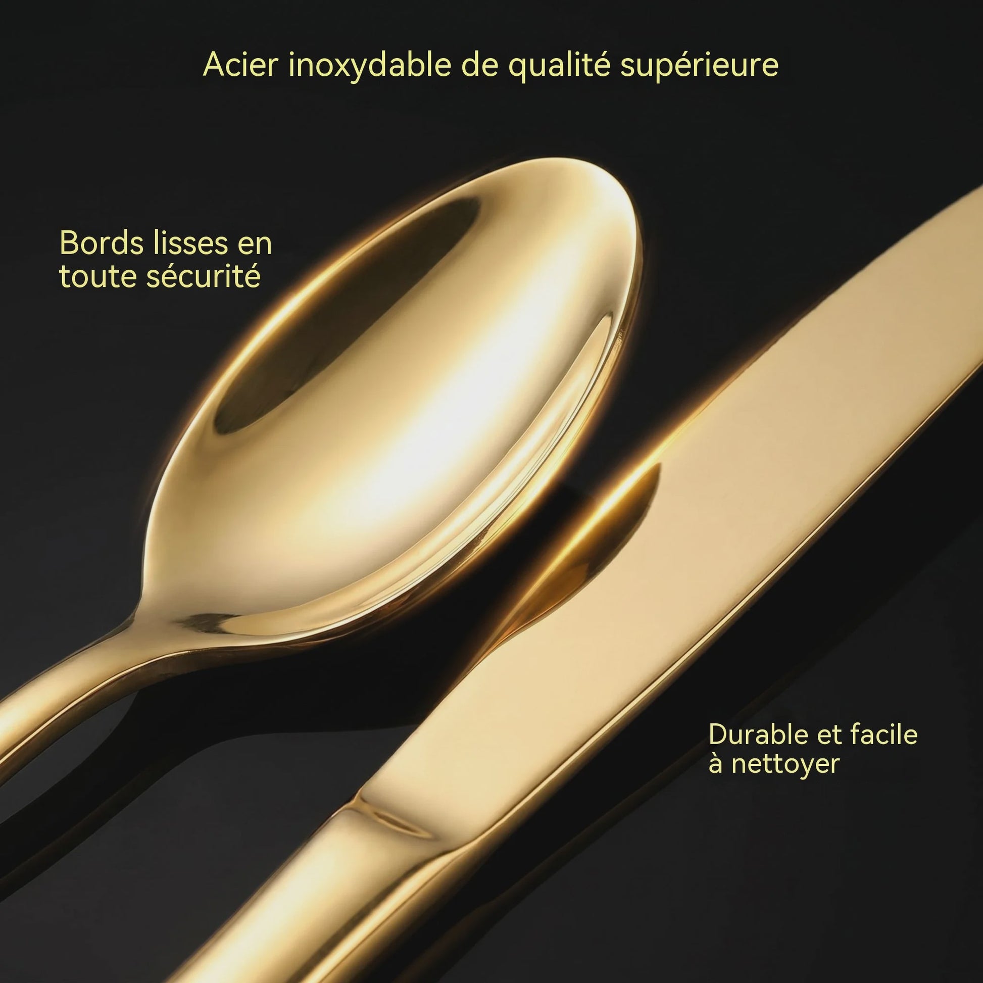24-delige Goudkleurige RVS Bestekset - Portugees Design, Steakmessen & Dessertlepels