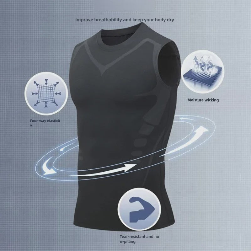 Heren Compressie Tanktop - Sneldrogend Sportshirt voor Fitness & Bodybuilding