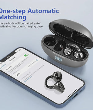 UYUXIO Clip-On Oordopjes met Microfoon - IPX7 Waterdicht & Bluetooth 5.4 voor Sport