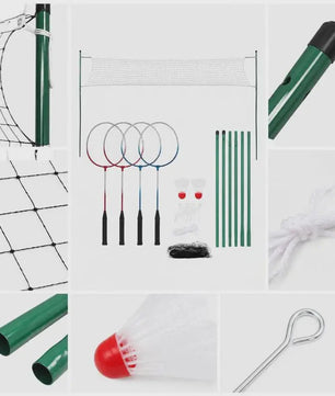 Complete Badminton Set met 4 Rackets, Net en Paaltjes - Ideaal voor Tuin, Park en Outdoor Plezier