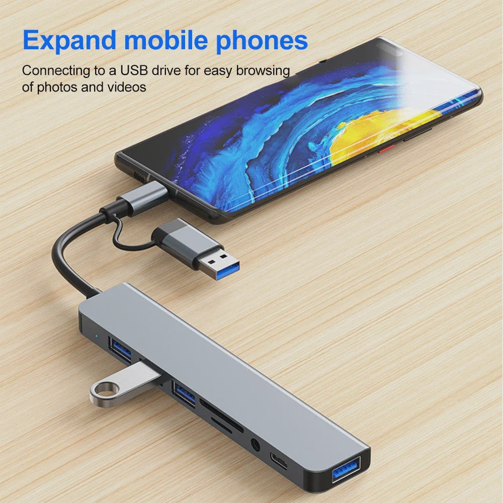USB C Hub met 5Gbps USB 3.0, SD/TF Kaartlezer & Audio - Docking Station voor Laptops
