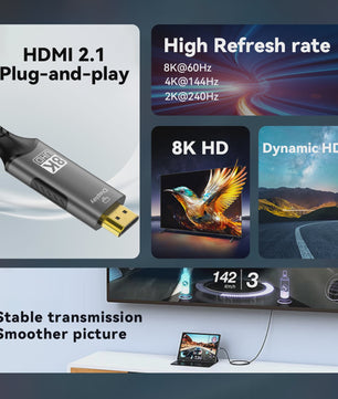 USB-C naar HDMI Kabel 8K 60Hz 4K 120Hz - Adapter voor MacBook, iPad & TV