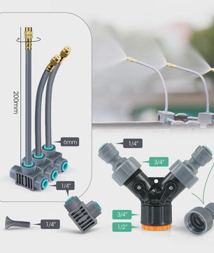 Verstelbare Messing Sproeikop Irrigatieset met Snelkoppeling - Automatische Tuinbesproeiing
