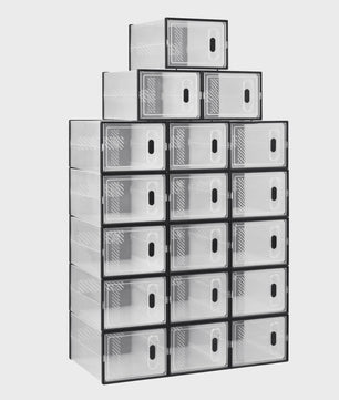 Stapelbare Transparante Schoenenboxen met Magneetdeur - 8, 12 of 18 Stuks