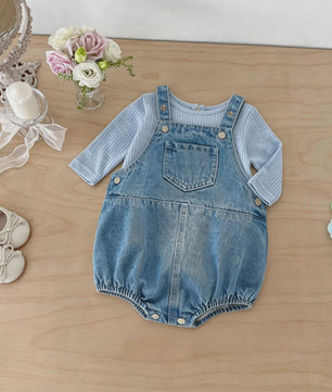 Schattige Denim Baby Overalls met Zakken - Lente & Zomer Collectie