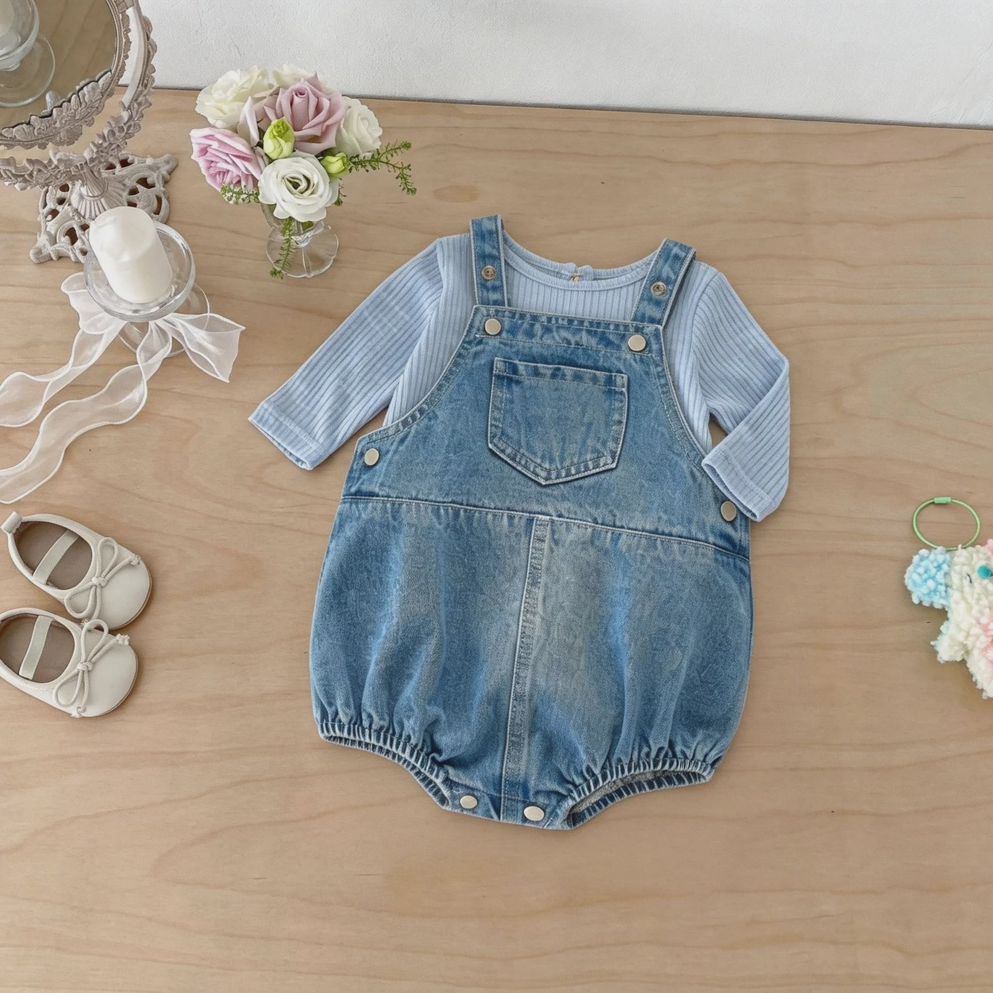 Schattige Denim Baby Overalls met Zakken - Lente & Zomer Collectie