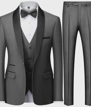Stijlvolle Zwarte Heren 3-Delige Blazer Set: Kostuum met Pantalon & Vest - Slim Fit voor Bruiloft & Feest