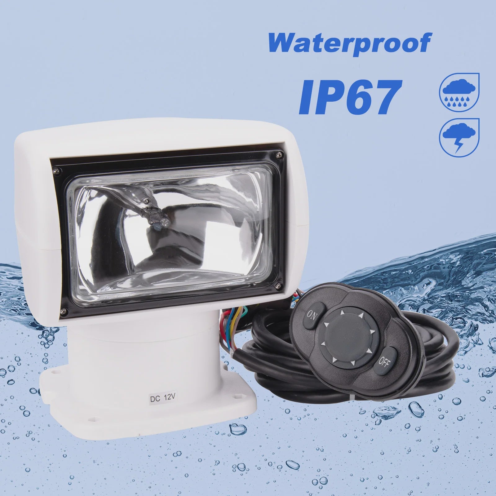 12V 100W Marine Afstandsbedienbare Spotlight - 2500LM Krachtig Zoeklicht voor Boot, Jacht, Auto