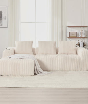Moderne Modulaire Bank met Bekerhouder en Zijvak - Compact & Comfortabel