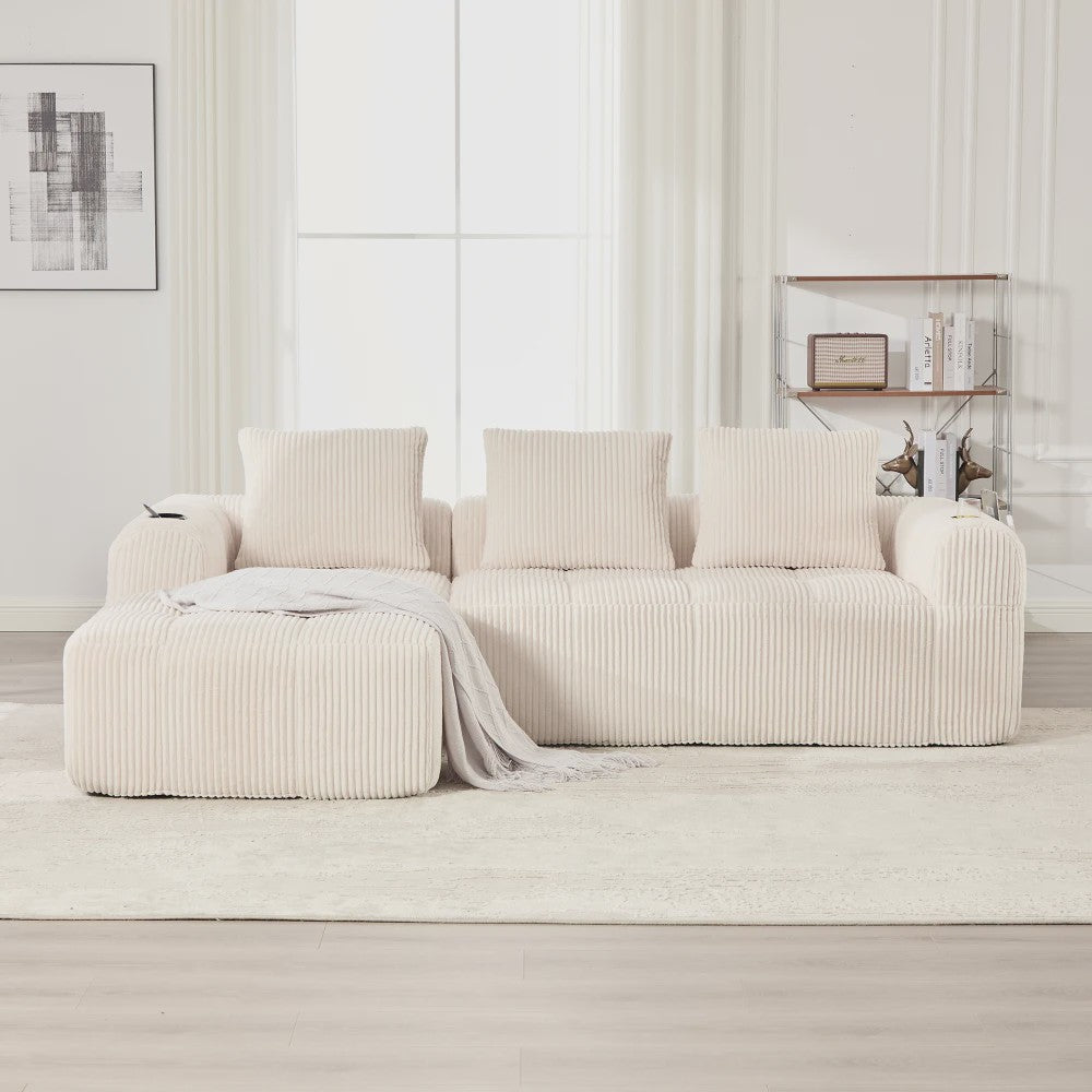 Moderne Modulaire Bank met Bekerhouder en Zijvak - Compact & Comfortabel