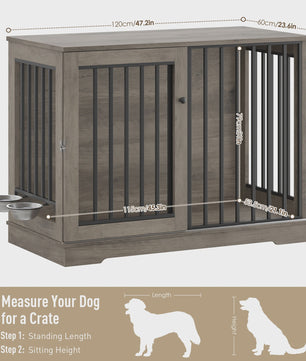 XXL Hondenbench 120cm Metaal & Hout - Stijlvolle en Ruime Hondenkooi voor Grote Honden