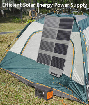 MHPOWOS 80W Opvouwbaar Zonnepaneel - Draagbare Powerbank met 4 Poorten & 7-in-1 Kabel voor Noodstroom