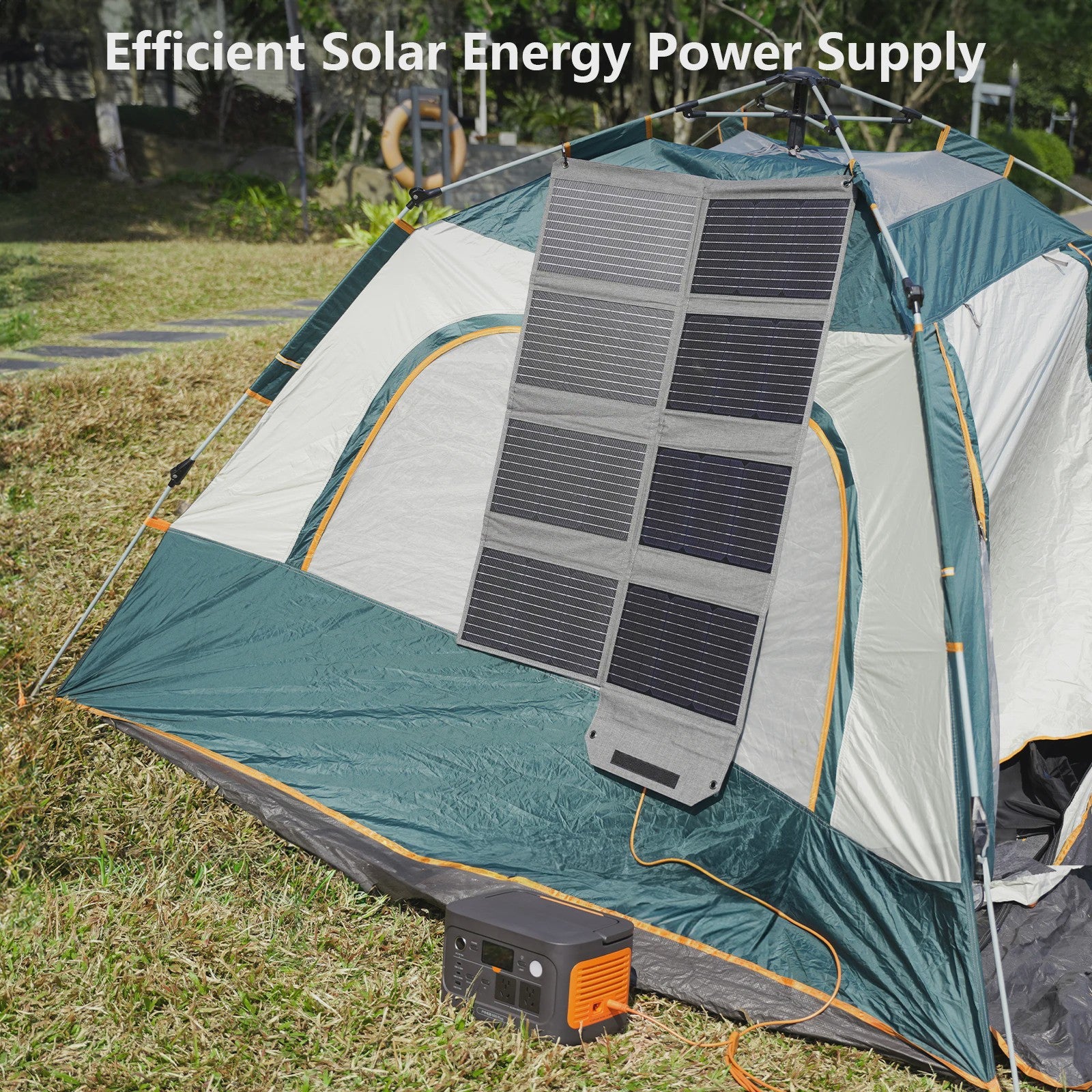 MHPOWOS 80W Opvouwbaar Zonnepaneel - Draagbare Powerbank met 4 Poorten & 7-in-1 Kabel voor Noodstroom