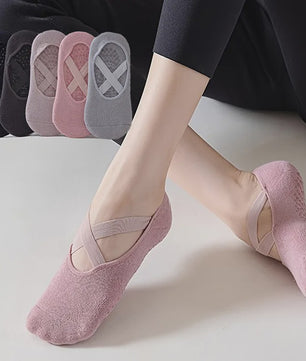 5 Paar Dames Yogakousen met Antislip Siliconen Grip - Ademend Katoen
