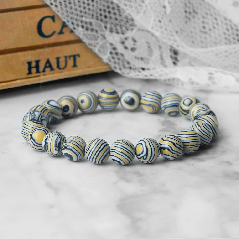 8mm Natuurlijke Malachiet Edelsteen Armband - Handgemaakt, Elastisch