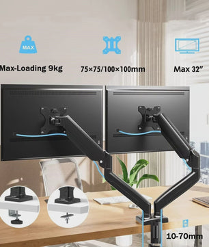 Dubbele Monitorarm voor 13-32 inch Schermen | Verstelbaar & Draaibaar