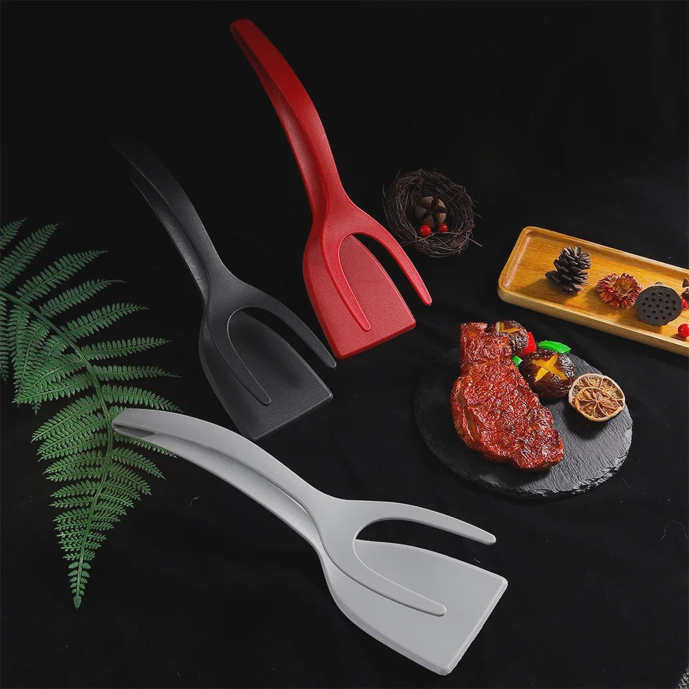 2-in-1 Spatel Tang: Grip & Flip voor Eieren, Vis en Meer