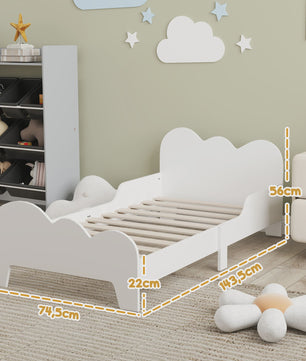 Wit Kinderbed 140x70 cm met Wolk Thema en Veiligheidsrekje