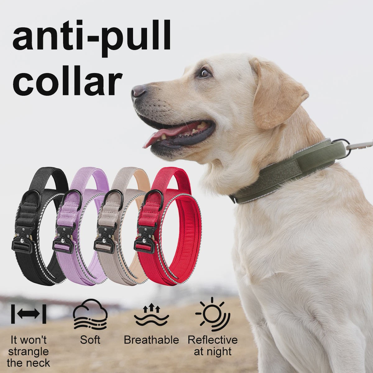 Tactische Hondenhalsband: Verstelbaar Nylon met Controlehandvat & Stevige Gesp