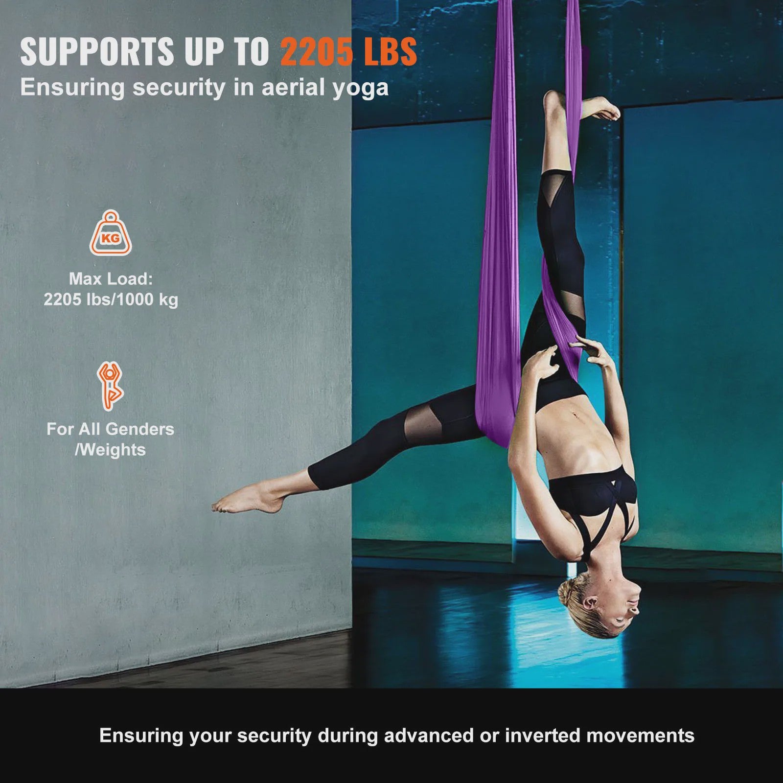 Aerial Yoga Hammock & Swing Starter Kit - 8.7/11 Yards Zijde Stof voor Alle Niveaus