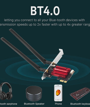 FENVI AC1200 WiFi 5 PCI-E Netwerkkaart met Bluetooth 4.0 - Dual Band 2.4GHz/5GHz voor Desktop (Win 7/8/10/11)
