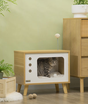 Pawhut Kattenmand in Retro TV-Design met Zachte Kussens - 50x28x43 cm