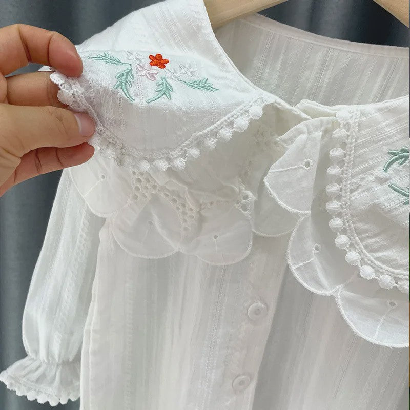 Schattig Geborduurd Prinsessen Blouse Shirt voor Baby Meisjes - Lente & Herfst
