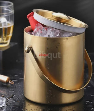 Dubbelwandige RVS IJsemmer met Deksel - 2L/3L - Draagbaar & Geïsoleerd