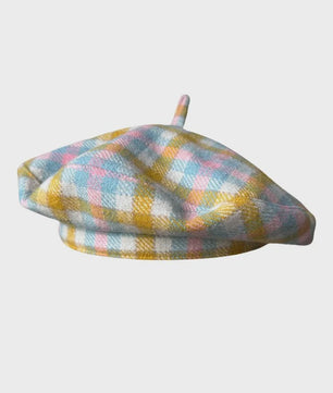 Stijlvolle Ruitjes Baret voor Dames - Retro Vliegende Schotel Hoed