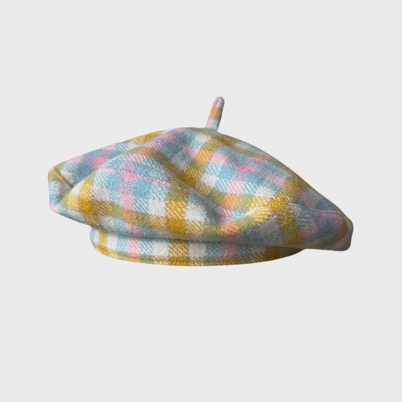 Stijlvolle Ruitjes Baret voor Dames - Retro Vliegende Schotel Hoed