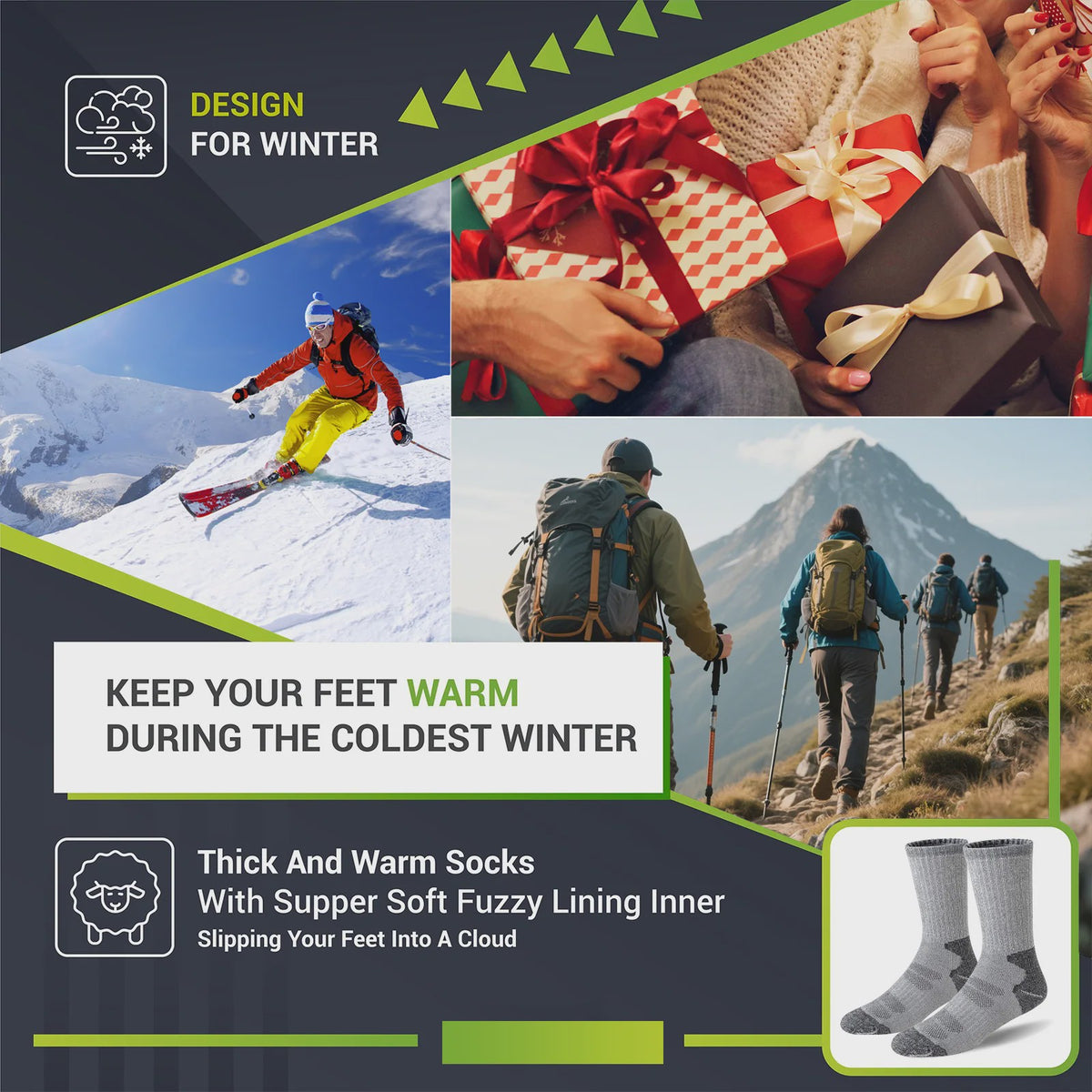 5 Paar Merino Wol Wandelsokken - Warm, Ademend & Compressie voor Heren & Dames
