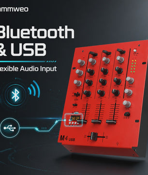 Yamnweo M4 Mini DJ Mixer - 3 Kanaals Audio Console met Bluetooth, USB MP3 & EQ