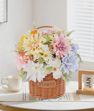 Kunstboeket Rozen, Dahlia's & Hydrangea's - Decoratie voor Huis, Bruiloft & Tuin