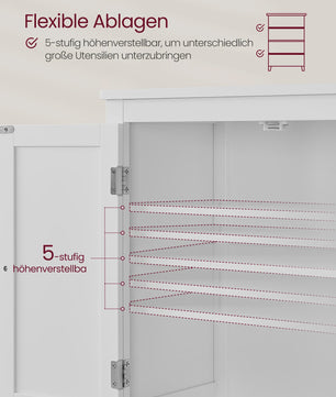 VASAGLE Hoge Kast met 4 Deuren - Stijlvolle Opbergoplossing voor Badkamer of Keuken (30x60x110 cm)
