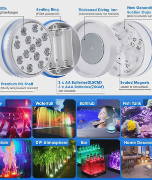 Waterdichte Onderwater LED Lamp met Afstandsbediening - 13 LEDs, RGB Kleuren, IP68
