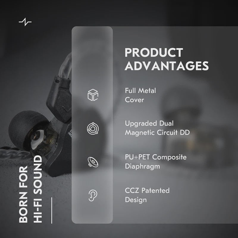 CCZ SOLO DC02 HiFi In-Ear Oordopjes met Metalen Behuizing en 4N OFC Kabel