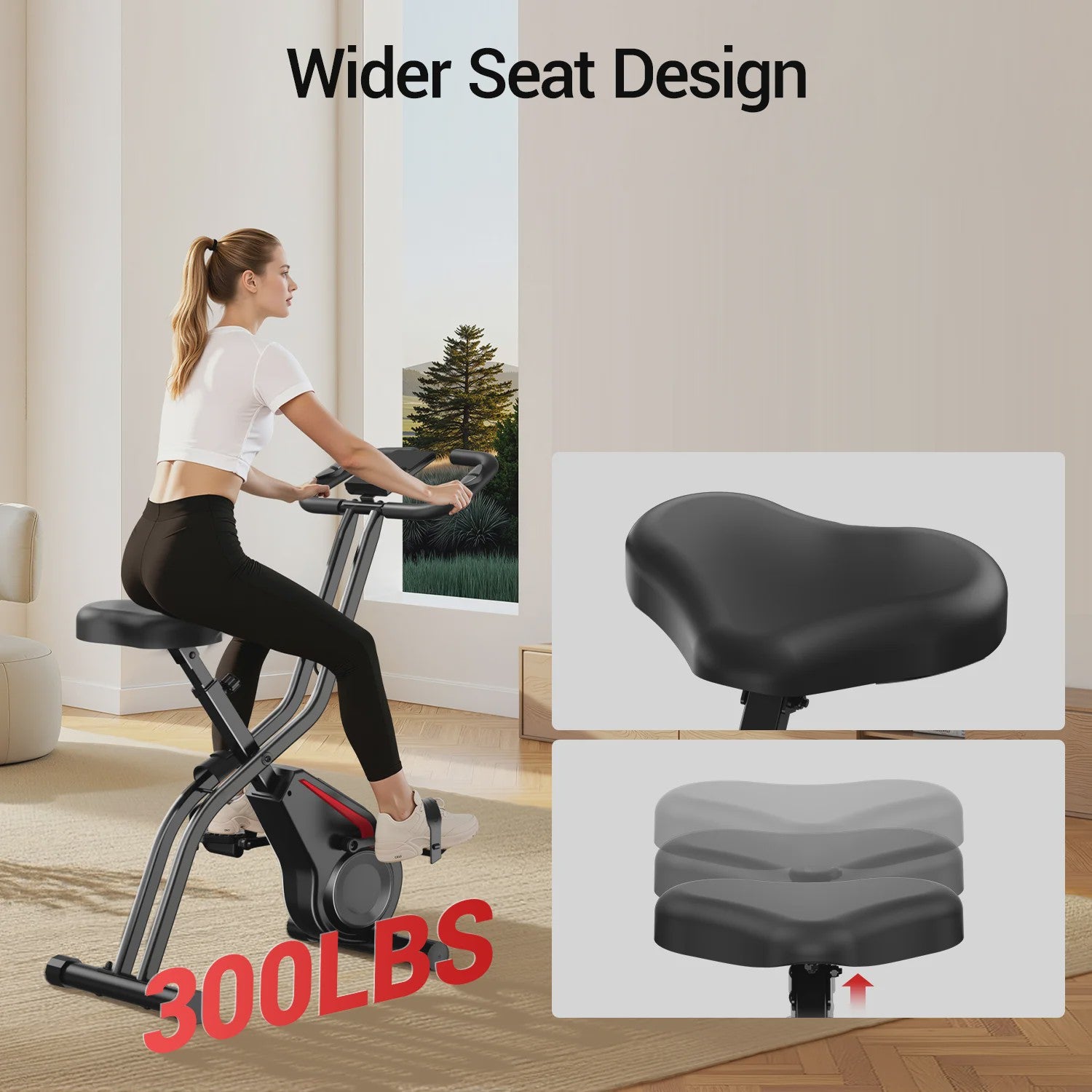 UMAY 5-in-1 Opvouwbare Hometrainer met Rugleuning, 8 Weerstandsniveaus & Weerstandsbanden