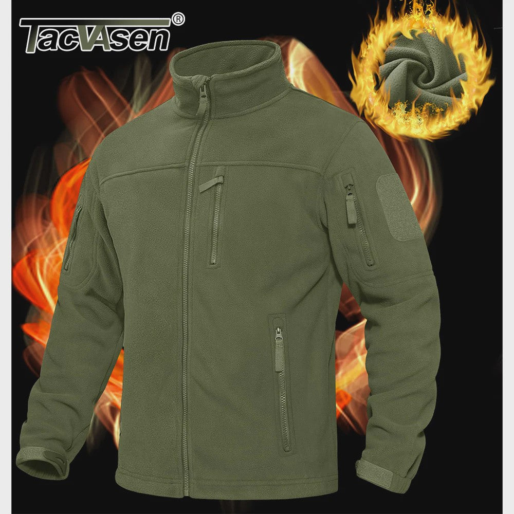 TACVASEN Heren Fleece Jas - Warm, Winddicht & Praktisch met Meerdere Zakken