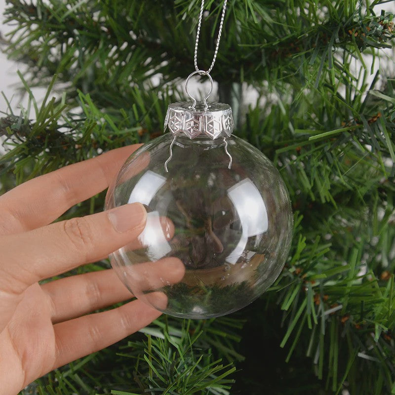 Set van 6 Transparante Kerstballen - Vulbaar & Ophangbaar - Decoratie & Cadeau