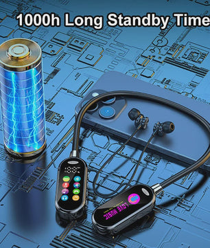 KEBIDUMEI Bluetooth 5.4 Nekband Oordopjes met Kleurenscherm, ENC Noise Reduction & TF Kaart
