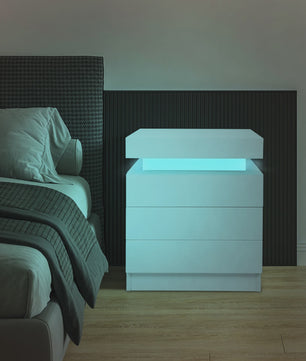 Nachtkastje met 3 Lades en LED Verlichting - Modern Design
