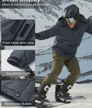 Heren Winterjas Waterdicht Fleece Warm Winddicht Met Capuchon voor Skiën, Snowboarden, Wandelen & Outdoor