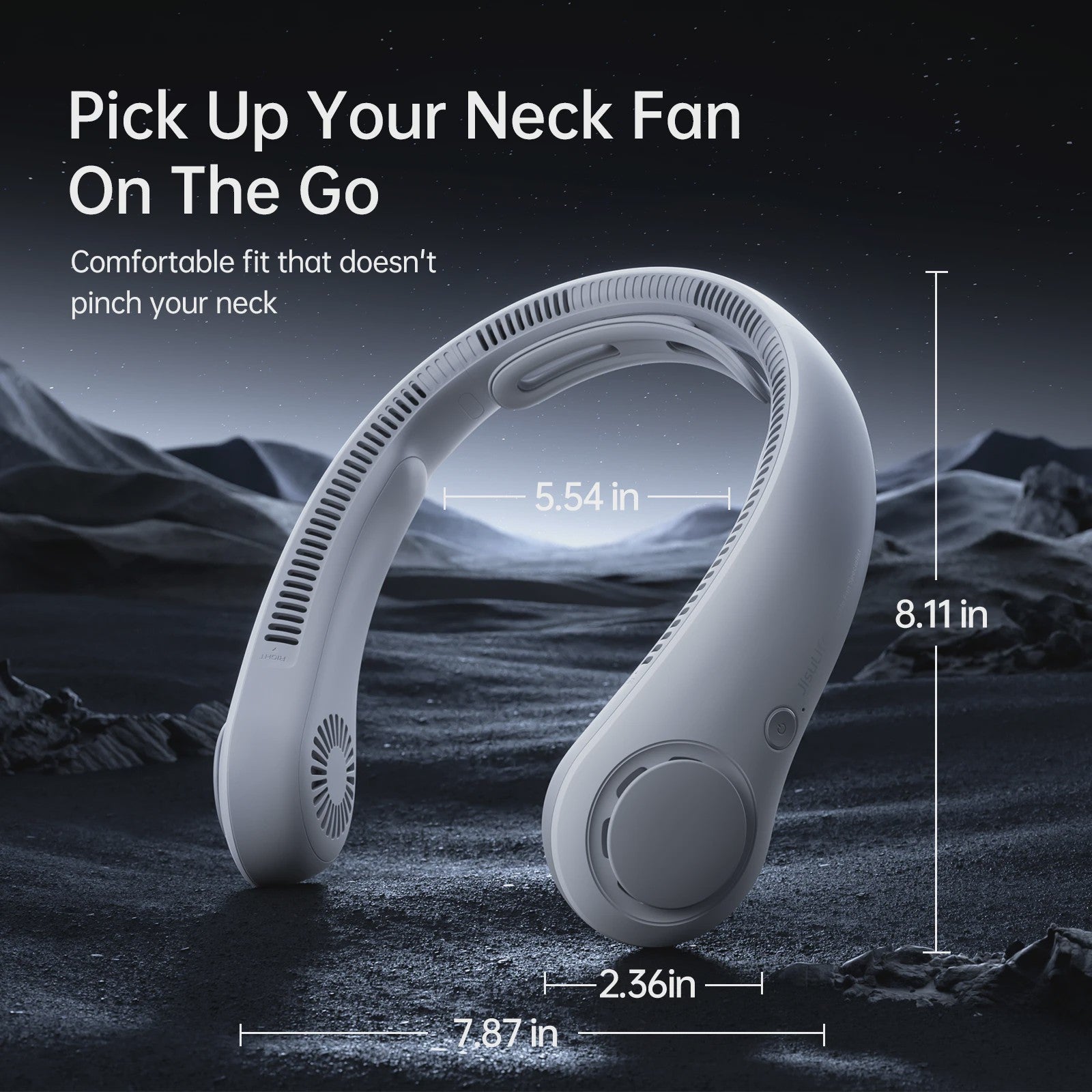 JISULIFE Draagbare Nekventilator - Handsfree, 5 Snelheden, 5000mAh Oplaadbaar