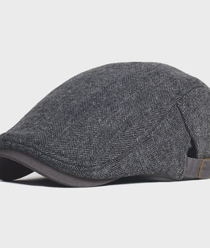Herren Newsboy Cap - Winter Wol Blend - Vintage Visgraat Patroon - Verstelbaar