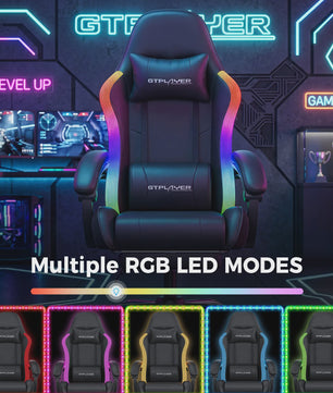 GTPLAYER Ergonomische Gaming & Kantoorstoel met LED Verlichting, Massagefunctie en Opbergvak